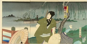 Une scène du théâtre de Kabuki Toyohara Chikanobu Peinture à l'huile